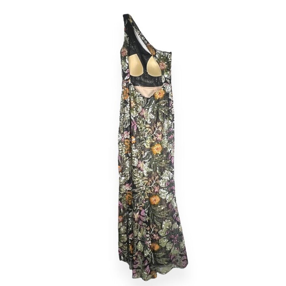 Mac Duggal Embellished Floral One Shoulder Gown 49574 Black Multi Size 0 - Picture 9 of 14